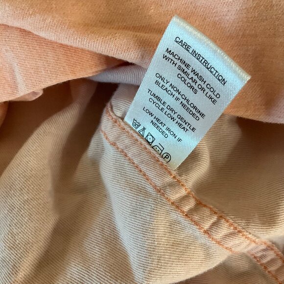 Denim & Flower Ricky Singh Mens Peach Button-Up Shirt S Cotton  Short Sleeve - Picture 4 of 9